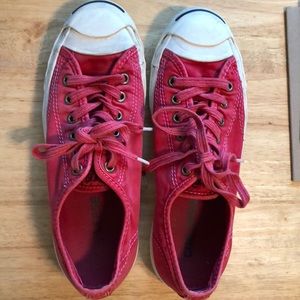 Light red Jack Purcell Converse tennis shoes